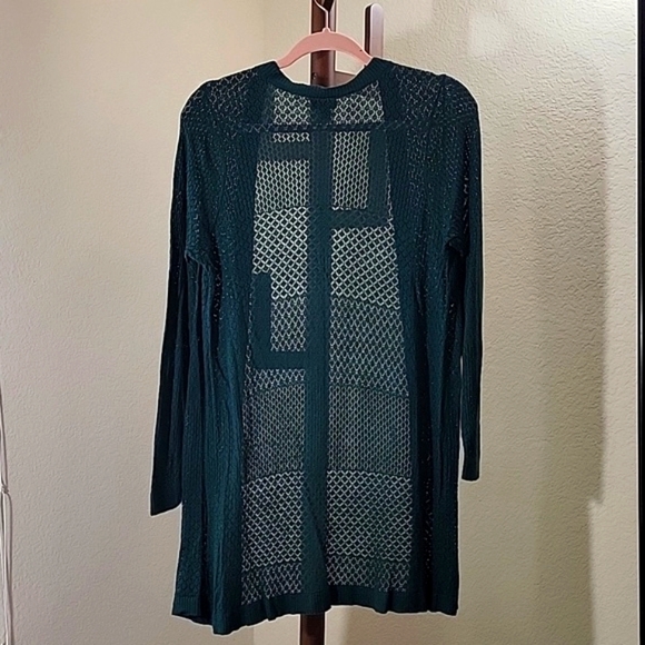 Emerald green open-weave cardigan - Picture 2 of 3